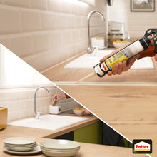 Carica l'immagine nel visualizzatore di Gallery, Pattex Legno E Parquet, Sigillante Color Rovere Chiaro, Silicone Sigillante per pavimenti Inodore e Facile da Lisciare, 