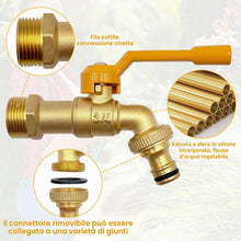 Carica l'immagine nel visualizzatore di Gallery, Rubinetto da Giardino 3/4'' Pollice, Rubinetto con valvola erogatrice a sfera, Rubinetto da esterno ottone, antigelo -20