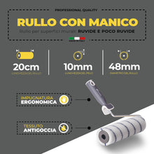 Carica l'immagine nel visualizzatore di Gallery, Boldrini Rullo Pittura Professionale completo di manico per Pareti e Soffitti Ideale per Idropitture, Vernici e Pittura 
