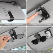 Carica l'immagine nel visualizzatore di Gallery, 2 Pezzi Porta Occhiali Auto,Clip portaocchiali per auto,Accessori per visiera auto per la maggior parte degli occhiali (