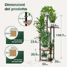 Carica l'immagine nel visualizzatore di Gallery, Bamworld Supporto per piante da interno, scaffale per piante da esterno in legno per più piante, a scala, a 5 livelli pe