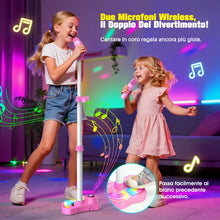 Carica l'immagine nel visualizzatore di Gallery, Dislocati Microfono con Supporto Regolabile per Bambini, Giocattoli Musicali con Luci LED, Altoparlante Bluetooth, Altez