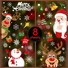 Carica l'immagine nel visualizzatore di Gallery, Adesivi natalizi per finestre, 256 pezzi, decalcomanie natalizie per vetro, riutilizzabili, double face, decorazioni per finestre, Babbo Natale, alce, pupazzo di neve, calze, albero di Natale e