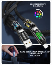 Carica l'immagine nel visualizzatore di Gallery, RAVIAD Multi Cavo di Ricarica [2M] 4 in 1 Multiplo Cavetto 240W PD con luce