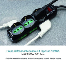 Carica l'immagine nel visualizzatore di Gallery, EXTRASTAR Ciabatta Elettrica Multipresa Protetta,Surge Arrest,con interruttore automatico di protezione,Spina 10 A,Prese