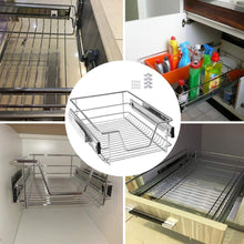 Carica l'immagine nel visualizzatore di Gallery, BAKAJI Set 2 Cassetti Telescopici Cassetto Telescopico Mobili Cucina Cestello Mensola Estraibile Mobile Salvaspazio con Binario in Acciaio Inox (60 cm Set 2 Pezzi)