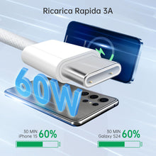 Carica l'immagine nel visualizzatore di Gallery, YISH Cavo USB C to USB C [2Pezzi-1M]：60W Cavo USB Tipo C PD 3A Ricarica Rapida Nylon Intrecciato Cavo Type C to Type C F