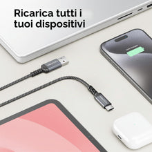 Carica l'immagine nel visualizzatore di Gallery, deleyCON 1,5m Cavo USB-A a USB-C Cavo di Ricarica e Dati per iPhone 17 15 16 Pro Max Air Galaxy A16 A56 S25 S24 S23 Pixe