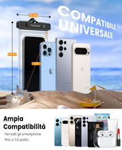 Carica l'immagine nel visualizzatore di Gallery, Custodia Impermeabile Smartphone 2 Pezzi, IPX8 Tocco Sensibile Borsa Impermeabile con cordino, Cover Subacquea per iPhon