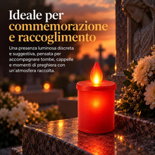Carica l'immagine nel visualizzatore di Gallery, topolenashop Lumino Votivo LED Rosso a Batteria – Effetto Fiamma Realistico – Candela Elettronica 10,5x6,5 cm con Interr
