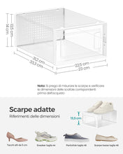 Carica l'immagine nel visualizzatore di Gallery, SONGMICS Scatole per Scarpe, Contenitori per Scarpe, Organizzatori Portascarpe Pieghevoli e Impilabili, Fino alla Taglia