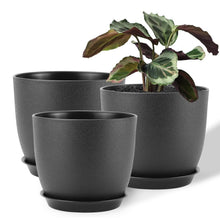 Carica l'immagine nel visualizzatore di Gallery, FORAGIFT Vasi per Piante da Interno di 25/23/20 cm - Set di 3 con Fori di Drenaggio e Sottovaso, Plastica Decorativa Mod