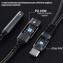 Carica l'immagine nel visualizzatore di Gallery, Adattatore e Ricarica per Cuffie USB C, 2 in 1 Jack da 3,5 mm USB C PD 60W Ricarica Rapida per Auricolari Splitter C omp