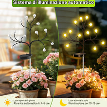 Carica l'immagine nel visualizzatore di Gallery, FIFlying Luci solari da giardino per esterni, 2 pezzo 12 LED Illuminazione da giardino Firefly 2 modalità Forma flessibi