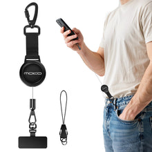 Carica l'immagine nel visualizzatore di Gallery, MoKo Laccio per cellulare retrattile in acciaio con gancio bloccabile, nero