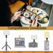 Carica l'immagine nel visualizzatore di Gallery, Luce selfie a 60 LED, 3 modalità di illuminazione, ricaricabile con clip per telefono/laptop/fotocamera e CRI 97+ per la