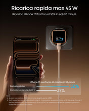Carica l'immagine nel visualizzatore di Gallery, Anker Nano caricatore iPhone USB C 45W smart display