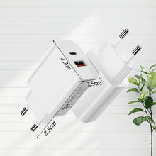 Carica l'immagine nel visualizzatore di Gallery, 【3 pezzi】 Caricabatterie USB-C, caricabatterie rapido a 2 porte [USB-C + USB-A], alimentatore PD+ QC 3.0 da 20 W con cav