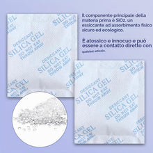 Carica l'immagine nel visualizzatore di Gallery, 50 x 10 g di essiccante in gel di silice, forte assorbimento dell'umidità, sacchetti in gel di silice contro l'umidità p