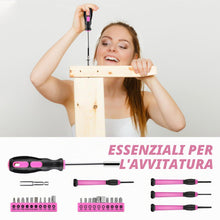 Carica l'immagine nel visualizzatore di Gallery, URASISTO Kit completo di attrezzi per la casa, 40 pezzi, con scatola per il trasporto facile - ROSA