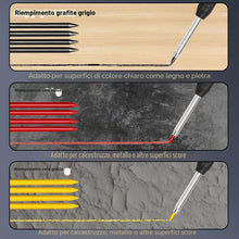Carica l'immagine nel visualizzatore di Gallery, flintronic 8 Pezzi Matita Professionale per Falegname, Matita da Carpentiere, con Temperamatite Incorporato e 24 Ricaric