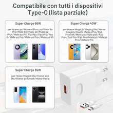 Carica l'immagine nel visualizzatore di Gallery, Caricatore 66W per Honor 400 Pro, 400 Lite, 400, 200 Pro – Alimentatore USB C 66W Rapido con Cavo 6A da 1m – Per Honor M