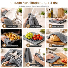 Carica l'immagine nel visualizzatore di Gallery, Zindoo 4 Pezzi Strofinacci Cucina Microfibra 40x40 cm Grigio