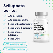 Carica l'immagine nel visualizzatore di Gallery, Integratore per Capelli, 3 Mesi di Scorta,180 Capsule, Cheratina, Biotina, Zinco &amp; Selenio + Rame, Per Capelli Sani, per