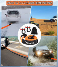Carica l'immagine nel visualizzatore di Gallery, Yulado Corda Traino Auto, Cinghia per Auto Fune Da 5m x 5cm 10T, Resistenza Alla Rottura di 26455 LBS, 2 Ganci Rinforzat