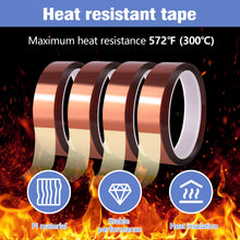 Carica l'immagine nel visualizzatore di Gallery, Nastro Kapton 4 Rotoli 10 Mm X 30 M Marrone Resistente Al Calore