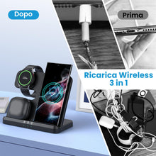 Carica l'immagine nel visualizzatore di Gallery, seacosmo Caricabatterie Wireless 3 in 1 per Samsung, Stazione Ricarica Wireless Rapida Charging Station, Caricatore S24/