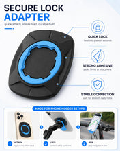 Carica l'immagine nel visualizzatore di Gallery, Adattatore Adesivo Quad Lock Compatibile 1 Pezzo Blu – Universale, Extra Forte per Moto, Bici, Auto. Presa sicura anti-v