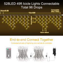 Carica l'immagine nel visualizzatore di Gallery, Catena luminosa per esterni, 528 LED 15m 11 Modi, per interni, IP44 per giardino, Decorazione Natale, Balcone Terrazza F