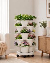 Carica l'immagine nel visualizzatore di Gallery, Bamworld Torre da Giardino Verticale 5 Livelli Impilabili con Ruote Bloccabili, per Erbe Aromatiche, Fragole e Ortaggi, 