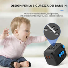 Carica l'immagine nel visualizzatore di Gallery, MAOMAOCON Adattatore da viaggio universale da viaggio con PD20 W, 2 USB, 1 presa USB C e 1 AC, adattatore universale per