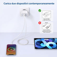 Carica l'immagine nel visualizzatore di Gallery, Caricatore per iPhone Certificato Apple MFi, 20W 2-Porto USB A &amp; USB C Rapido Caricabatterie per iPhone 14/14 Pro/14 Pro
