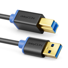 Carica l'immagine nel visualizzatore di Gallery, deleyCON 3,0m Cavo USB 3.0 Super Speed USB-A a USB-B - Nero