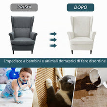Carica l'immagine nel visualizzatore di Gallery, Fodere per sedie ad Ala ,Copri Poltrona con Braccioli con Fascia Elastica, Fodera Protettiva per Poltrona Lavabile per S