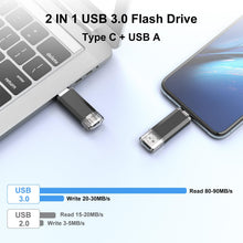Carica l'immagine nel visualizzatore di Gallery, RAOYI Chiavetta USB C 128GB Pendrive 2-IN-1 USB 3.0 Nero U650