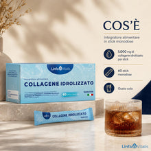 Carica l'immagine nel visualizzatore di Gallery, Collagene da Bere Idrolizzato 5000mg 60 Stick 5g Integratore Linfa Vitalis