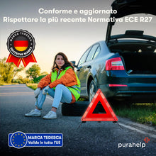 Carica l'immagine nel visualizzatore di Gallery, PURAHELP Triangolo di Avvertimento per Auto Pieghevole [Norma ECE R27]