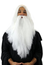 Carica l'immagine nel visualizzatore di Gallery, Set Parrucca e Barba; Stregone Mago bianco Babbo Natale