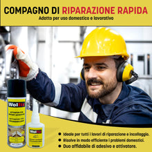 Carica l'immagine nel visualizzatore di Gallery, Wolfix Colla Cianoacrilica con Attivatore - 50g+200ml – Super Attack Professionale per Plastica, Legno, Metallo – Colla 