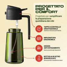 Carica l'immagine nel visualizzatore di Gallery, PORTENTUM Spruzzino Olio per Friggitrice Aria 470 ml 2 in 1 Funzione Spray e Versamento – Oliera Vetro Verde Protezione 