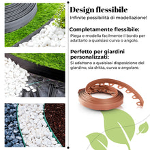 Carica l'immagine nel visualizzatore di Gallery, GARDENIX Bordo flessibile per prato, in plastica, resistente alle intemperie, rotondo, per aiuole, 10 m, 20 ancore, alte