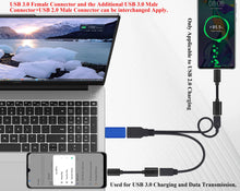 Carica l'immagine nel visualizzatore di Gallery, USB 3.0 A Femmina a Doppio USB 3.0 A Maschio+USB 2.0 A Maschio Extra Power Ricarica e Trasferimento Dati Doppio USB Y Sp