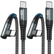 Carica l'immagine nel visualizzatore di Gallery, ZKAPOR 60W Cavo USB C a USB C 2Pezzi 2M Cavo USB 90 Gradi Cavo USB Type-C