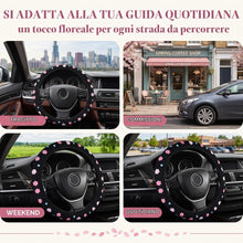 Carica l'immagine nel visualizzatore di Gallery, Universale Coprivolante Auto Da Donna Con Grazioso Motivo Floreale, Design Elastico, Antiscivolo