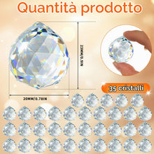 Carica l'immagine nel visualizzatore di Gallery, 35 Pz Acchiappasole Cristallo da Appendere, Acchiappa-Sole Prisma in Cristallo, Crystal Suncatcher Decorazione, Finestra