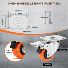 Carica l'immagine nel visualizzatore di Gallery, W B D WEIBIDA Rotelle per Mobili 50mm con 4 Freno, Capacità 270kg Ruote Girevoli a 360 Gradi, Abbastanza Commovente e Du